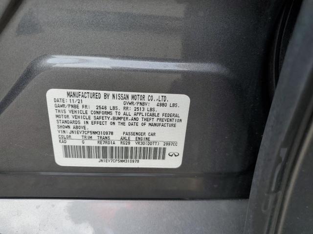 JN1EV7CP5NM310978 - 2022 INFINITI Q50 SENSORY GRAY photo 12