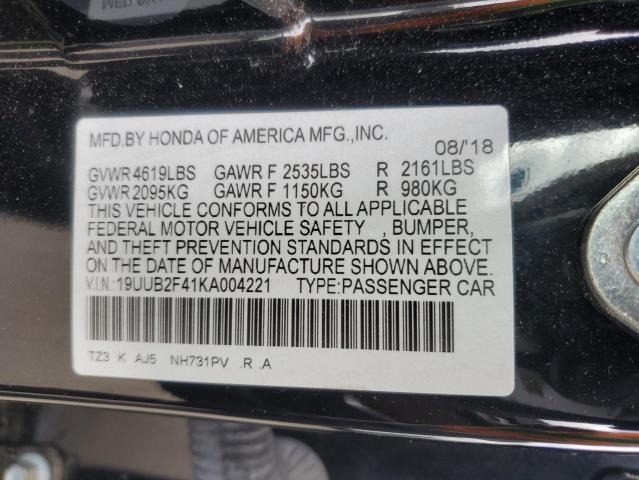 19UUB2F41KA004221 - 2019 ACURA TLX TECHNOLOGY BLACK photo 12