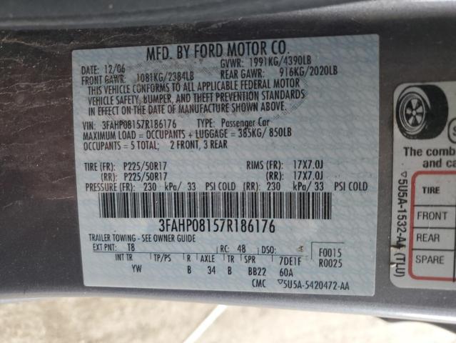 3FAHP08157R186176 - 2007 FORD FUSION SEL GRAY photo 12