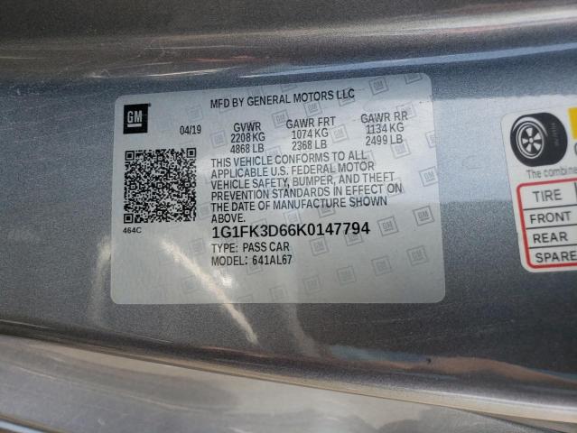 1G1FK3D66K0147794 - 2019 CHEVROLET CAMARO ZL1 银色 照片 12