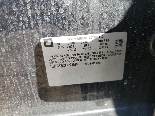 1G11C5SL8FF301078 - 2015 CHEVROLET MALIBU 1LT BLACK photo 12