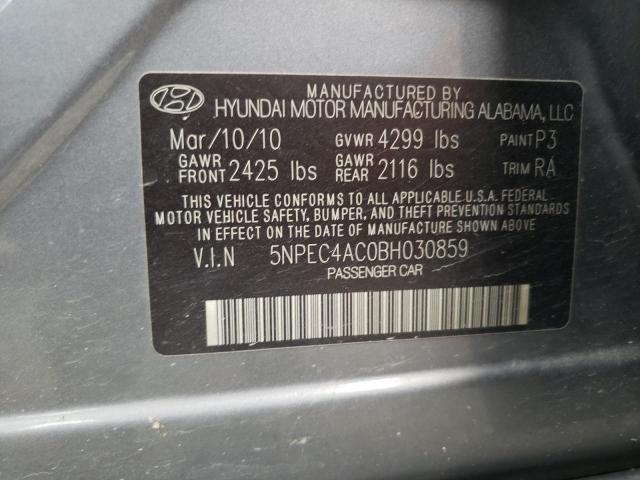 5NPEC4AC0BH030859 - 2011 HYUNDAI SONATA SE GRAY photo 12