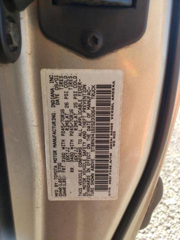 5TBRN34182S233064 - 2002 TOYOTA TUNDRA ACCESS CAB SR5 GOLD photo 12