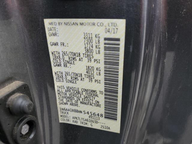 1N6AA1R88HN545648 - 2017 NISSAN TITAN S GRAY photo 12