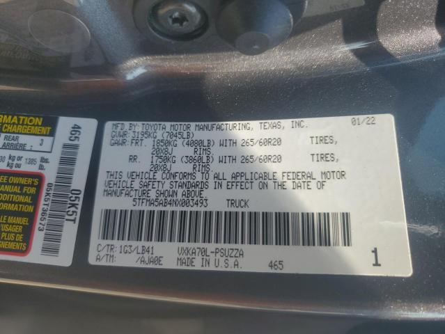 5TFMA5AB4NX003493 - 2022 TOYOTA TUNDRA CREWMAX PLATINUM Boz foto 12