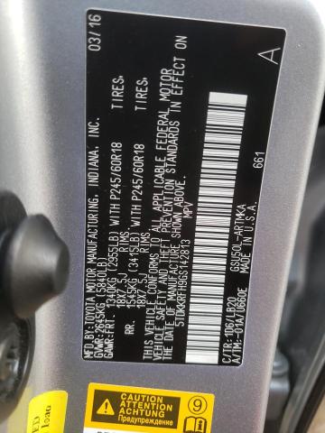 5TDKKRFH9GS142813 - 2016 TOYOTA HIGHLANDER XLE SILVER photo 12