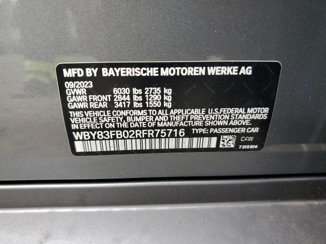 WBY83FB02RFR75716 - 2024 BMW I4 XDRIVE 40 GRAY photo 12