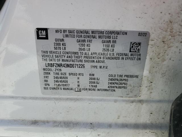 LRBFZNR43ND071226 - 2022 BUICK ENVISION ESSENCE Beyaz fotoğraf 13