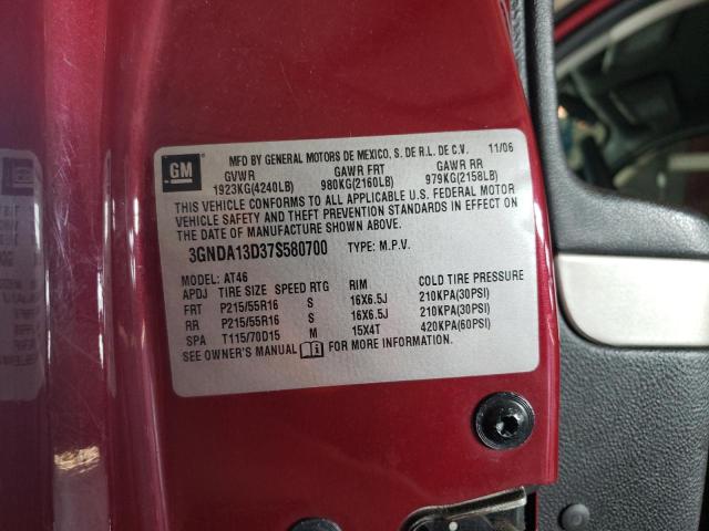 3GNDA13D37S580700 - 2007 CHEVROLET HHR LS 红色 照片 13