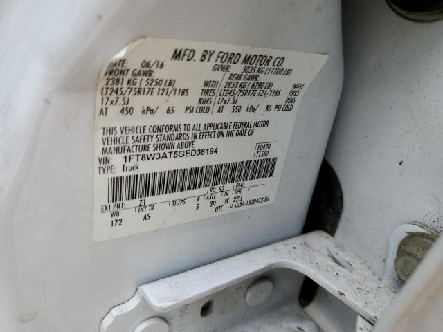 1FT8W3AT5GED38194 - 2016 FORD F350 SUPER DUTY WHITE photo 13
