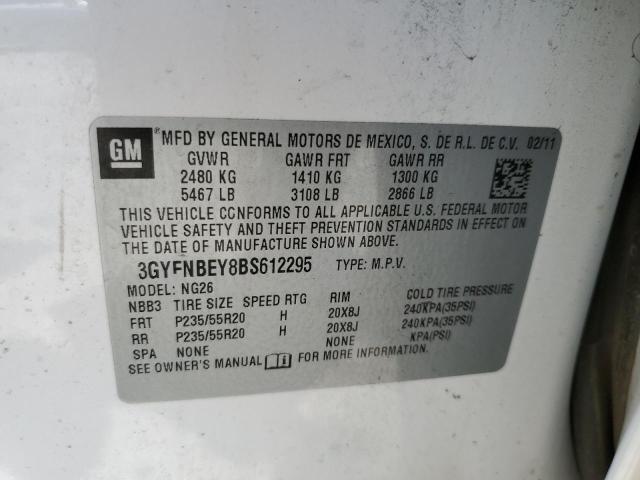 3GYFNBEY8BS612295 - 2011 CADILLAC SRX PERFORMANCE COLLECTION Biały zdjęcie 13