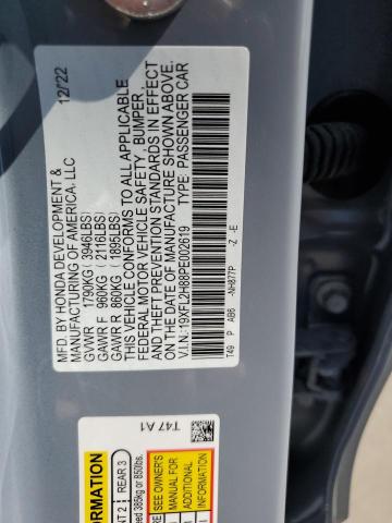 19XFL2H88PE002619 - 2023 HONDA CIVIC SPORT ნაცრისფერი ფოტო 12