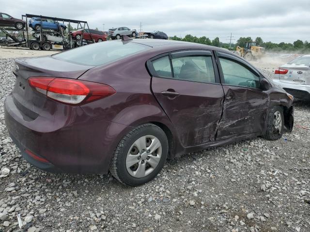 3KPFK4A73JE179764 - 2018 KIA FORTE LX MAROON photo 3