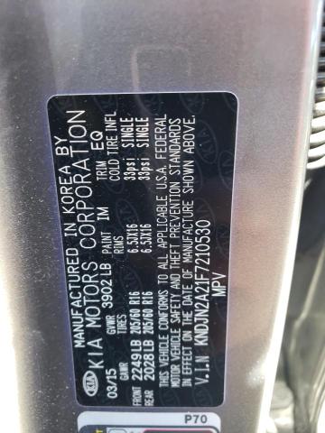 KNDJN2A21F7210530 - 2015 KIA SOUL GRAY photo 12