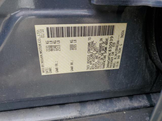 1N4AA5AP3AC830939 - 2010 NISSAN MAXIMA S Boz foto 12