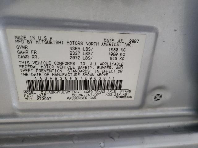 4A3AB36F97E083871 - 2007 MITSUBISHI GALANT ES SILVER photo 12