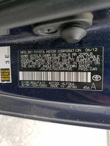 JTKJF5C76D3049435 - 2013 TOYOTA SCION TC 蓝色 照片 12