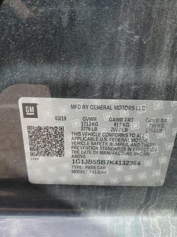 1G1JB5SB7K4132364 - 2019 CHEVROLET SONIC LS CHARCOAL photo 12