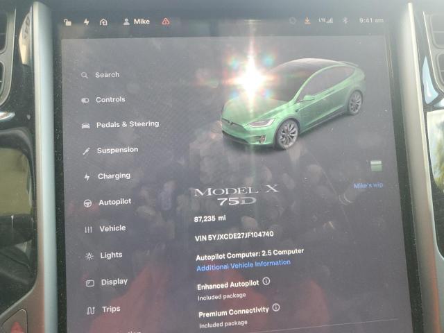 5YJXCDE27JF104740 - 2018 TESLA MODEL X GRAY photo 9