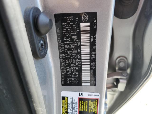 4T1C11AK7LU952003 - 2020 TOYOTA CAMRY LE SILVER photo 13