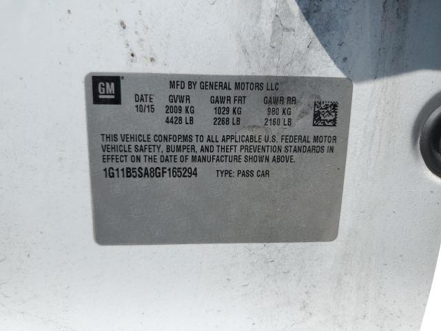 1G11B5SA8GF165294 - 2016 CHEVROLET MALIBU LIM LS WHITE photo 12