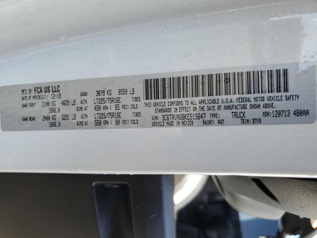 3C6TRVAG8KE515647 - 2019 RAM PROMASTER 1500 STANDARD WHITE photo 12