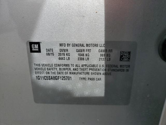 1G11C5SA8GF125701 - 2016 CHEVROLET MALIBU LIM LT ვერცხლისფერი ფოტო 12