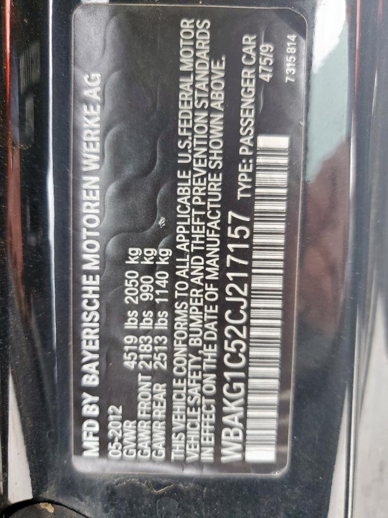 WBAKG1C52CJ217157 - 2012 BMW 335 I SULEV BLACK photo 13