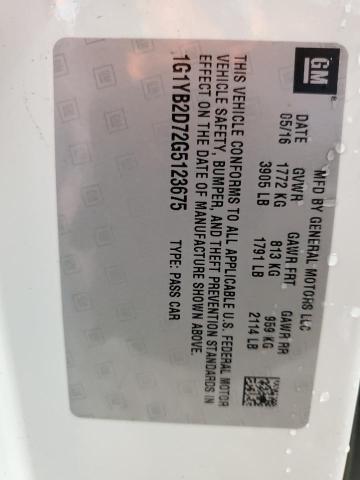 1G1YB2D72G5123675 - 2016 CHEVROLET CORVETTE STINGRAY 1LT WHITE photo 12