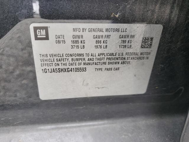 1G1JA5SHXG4105593 - 2016 CHEVROLET SONIC LS GRAY photo 12