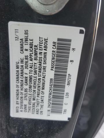 2HGFB2F96CH542209 - 2012 HONDA CIVIC EXL BLACK photo 12