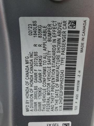 2HGFE2F56PH525243 - 2023 HONDA CIVIC SPORT Silber Foto 12