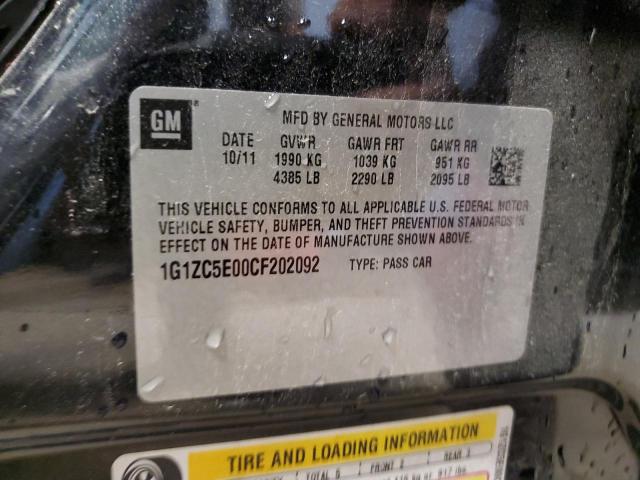 1G1ZC5E00CF202092 - 2012 CHEVROLET MALIBU 1LT GRAY photo 12