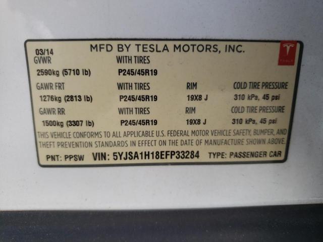 5YJSA1H18EFP33284 - 2014 TESLA MODEL S WHITE photo 12