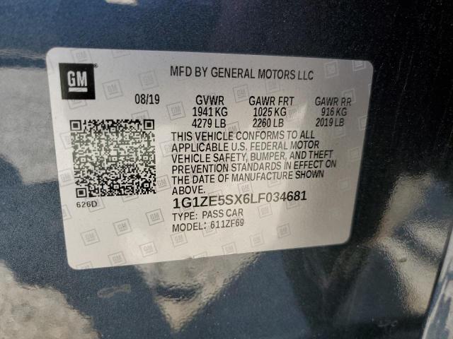 1G1ZE5SX6LF034681 - 2020 CHEVROLET MALIBU PREMIER CHARCOAL photo 12