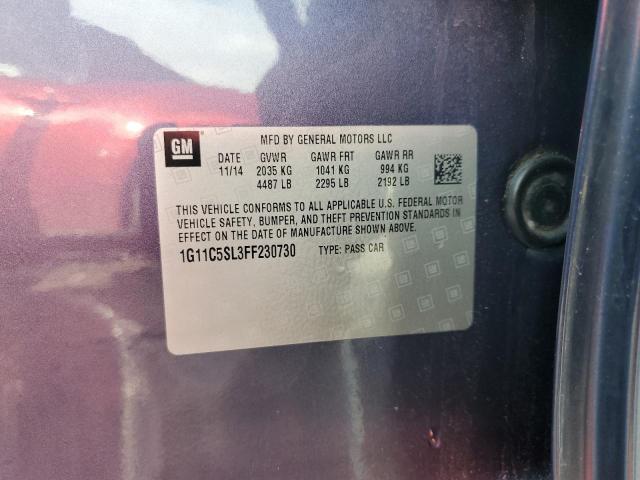 1G11C5SL3FF230730 - 2015 CHEVROLET MALIBU 1LT 蓝色 照片 12