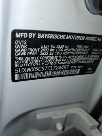 5UXWX5C57CL724487 - 2012 BMW X3 XDRIVE28I WHITE photo 14