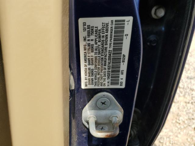1HGES16374L009422 - 2004 HONDA CIVIC DX VP Mavi foto 12