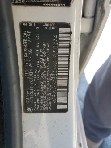 WBAAM3335XCA80274 - 1999 BMW 323 I AUTOMATIC WHITE photo 12