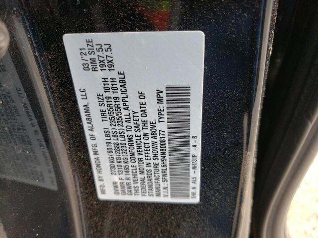 5FNRL6H94NB008177 - 2022 HONDA ODYSSEY ELITE BLACK photo 14