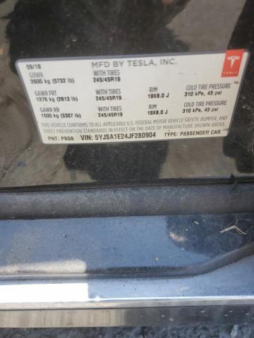5YJSA1E24JF280904 - 2018 TESLA MODEL S Սև լուսանկար 12