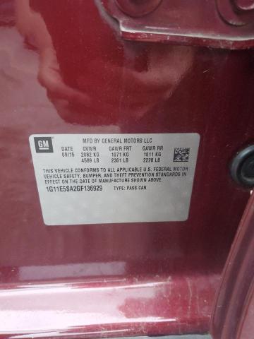 1G11E5SA2GF136929 - 2016 CHEVROLET MALIBU LIM LTZ BURGUNDY photo 12