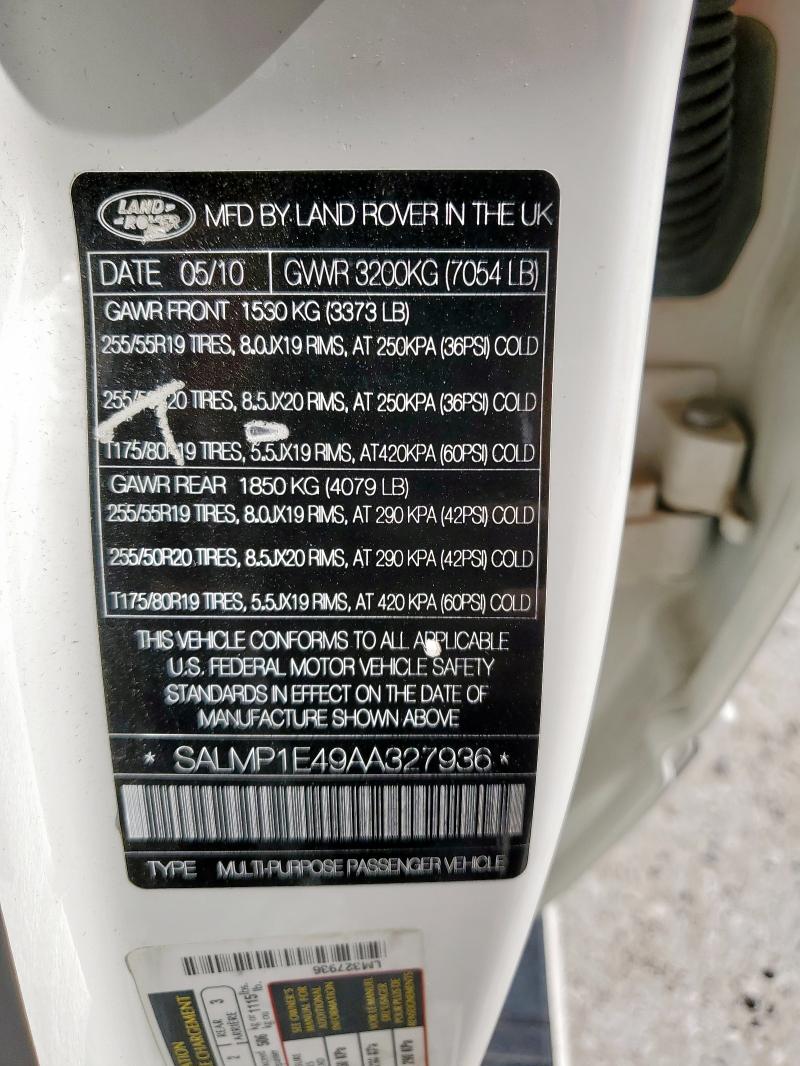 SALMP1E49AA327936 - 2010 LAND ROVER RANGE ROVE AUTOBIOGRAPHY WHITE photo 13