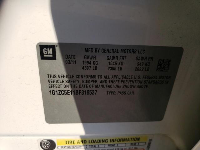 1G1ZC5E11BF318537 - 2011 CHEVROLET MALIBU 1LT 白色 照片 12