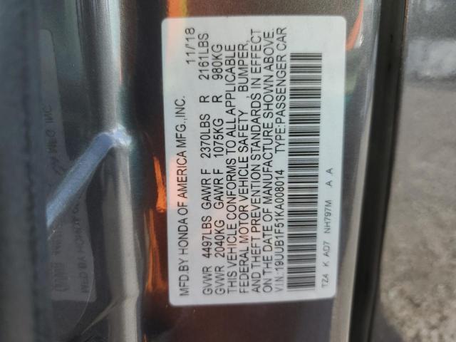 19UUB1F51KA008014 - 2019 ACURA TLX TECHNOLOGY ნაცრისფერი ფოტო 13