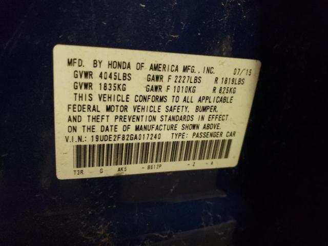 19UDE2F82GA017240 - 2016 ACURA ILX PREMIUM TECH ლურჯი ფოტო 12