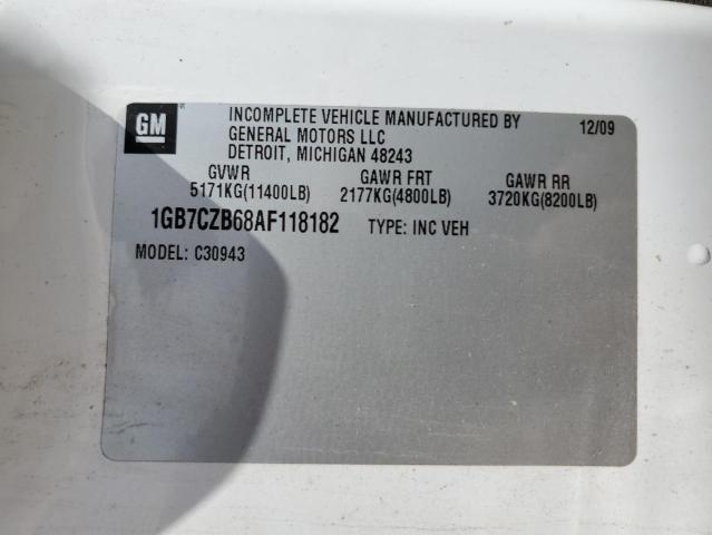 1GB7CZB68AF118182 - 2010 CHEVROLET SILVERADO C3500 WHITE photo 10