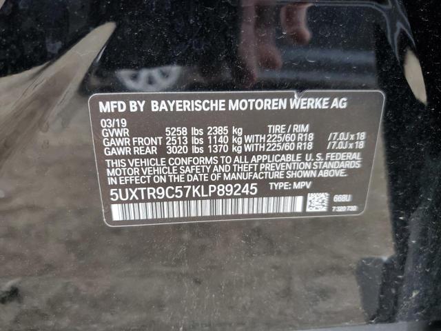 5UXTR9C57KLP89245 - 2019 BMW X3 XDRIVE30I BLACK photo 13