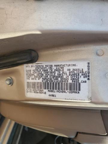 4T1BF22K11U120459 - 2001 TOYOTA CAMRY LE BEIGE photo 12