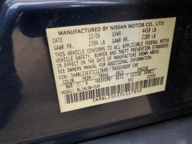 1N4BL21E37C117849 - 2007 NISSAN ALTIMA 3.5SE BLUE photo 12